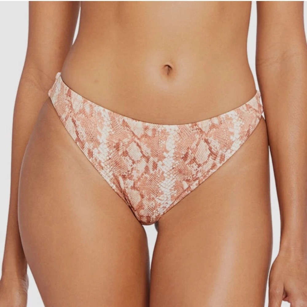 NWT Vitamin A Women's Snake Print Bikini Bottom - TAN BROWN CREAM SIZE 14DD
